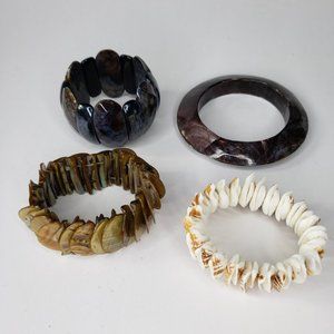 4 Assorted Shell and Similar Beaded Bracelets